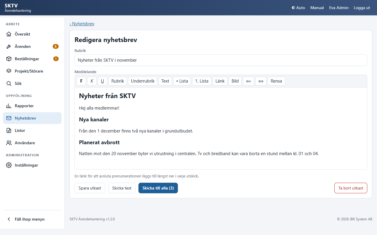 Redigera nyhetsbrev